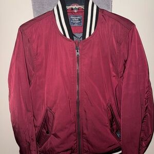 Abercrombie & Fitch Men's Deep Red Bomber Jacket